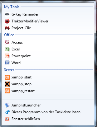 Custom Windows 7 Jumplist