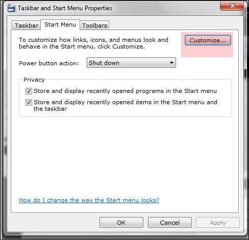 Customize Windows 7  Start Menu