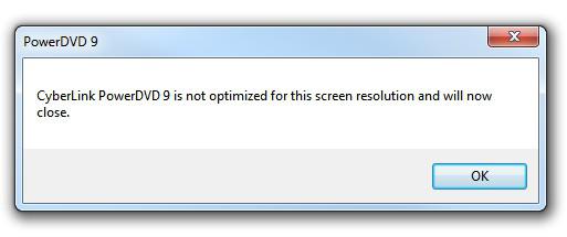 Cyberlink Is Not Optimized For This Screen Resolution And Will Now Close