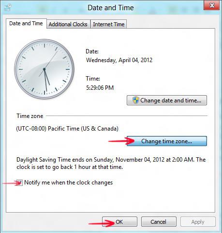 Click change time zone…