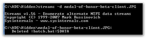 delete alternate data streams
