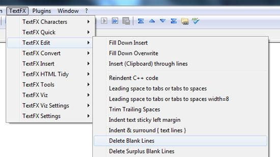 Delete blank lines in Windows 7