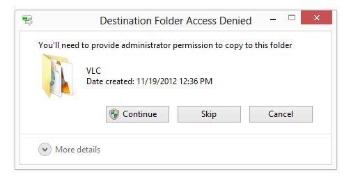 Destination Folder Access Denied