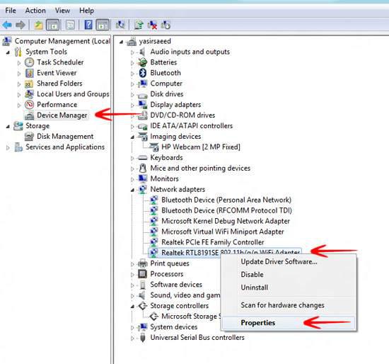 Device Manager Properties