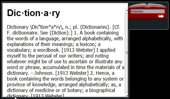 Dictionary gadget display