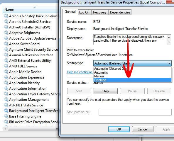 Disable Background Intelligent Transfer Service