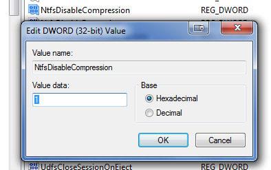 Disable Compression in Windows 7