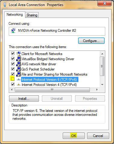 Disable Internet Protocol Version 6