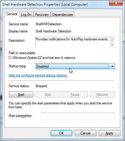 Disable Shell Hardware Detection
