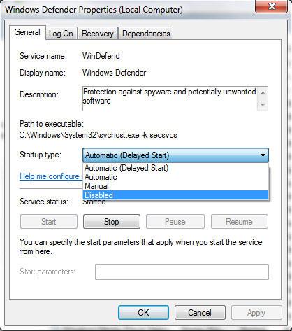 Disable Windows Defender