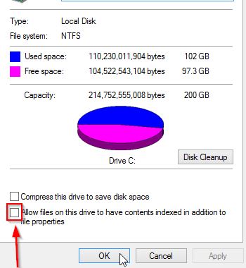 Disable Indexing for partitions