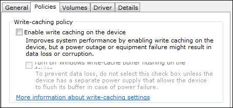 Disable Write Caching on SSD