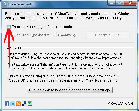 disable Anti-aliasing cleartype