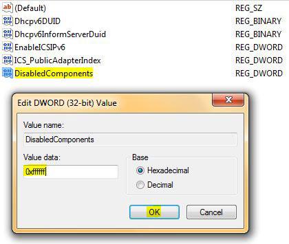 DisabledComponents Registry Key