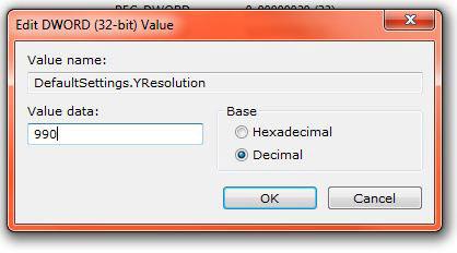 Display Resolution Registry Tweak