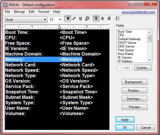 Display System Information via BGInfo.exe