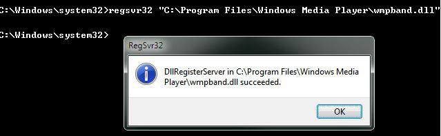 successfully registered wmpband.dll dll