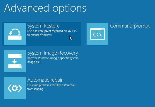 do a system restore in Windows 8