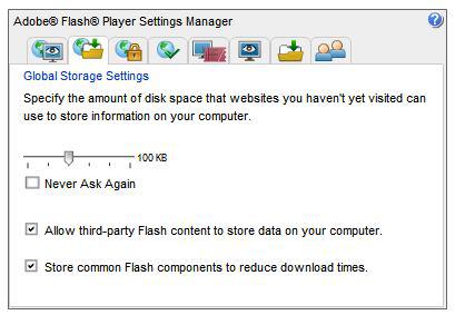 dont allow third party flash content to store data on your computer