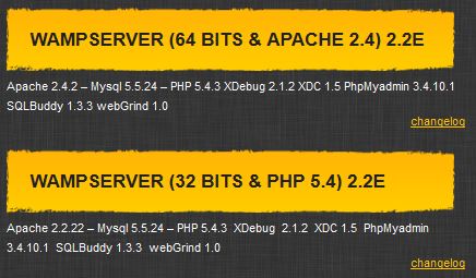 Download the WAMPServer installer with the Apache and PHP versions you need