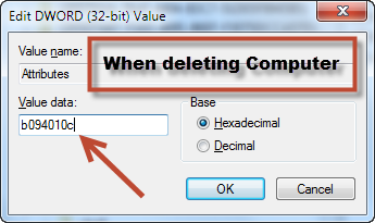 When deleting Computer from Registry