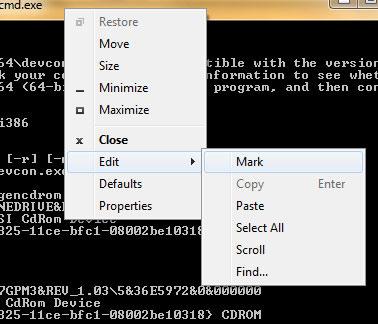 Edit-Mark Text from command prompt