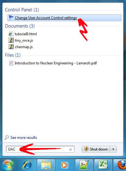 UAC settings