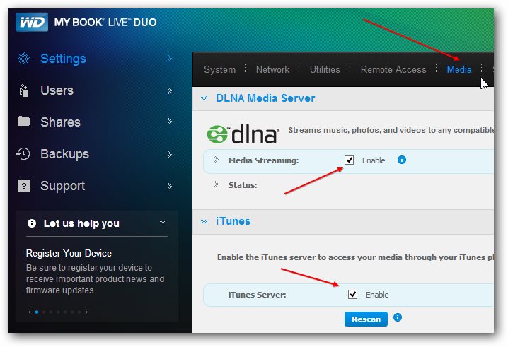 Enable Dlna And Itunes Server