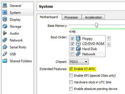 enable io APIC for Windows 8 Virtual PC