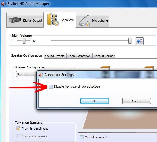 Disable Front Panel Jack Detection