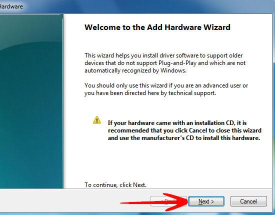 add new hardware wizard