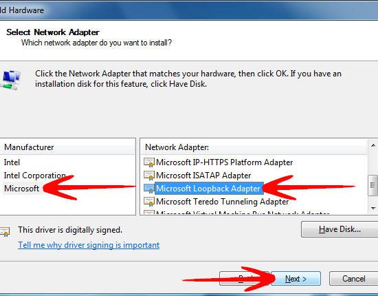 microsoft loopback adapter