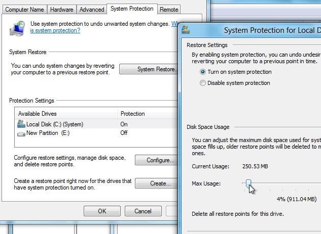 Enabling The System Protection And Configuring Disk Space 1