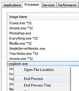 End Explorer Exe Process