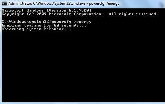 Energy Report PowerCFG Windows 7