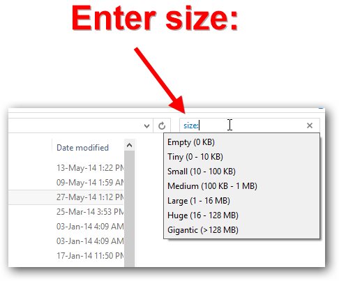 Enter Size To Find Small To Large Files