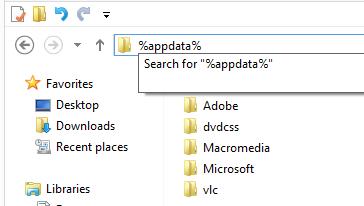 Entering Appdata Into Address Bar