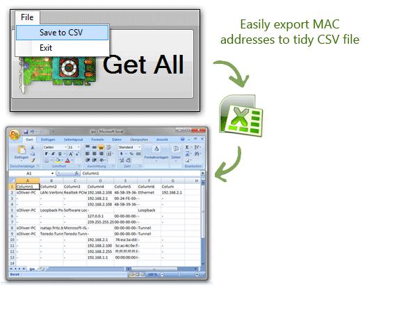 Export MAC Addresses to CSV Excel File