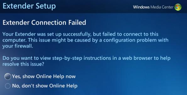 Extender Connection Failed