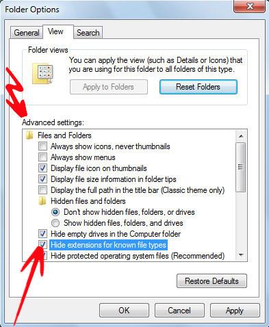 folder options advanced settings