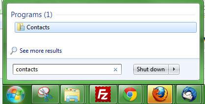 Find Windows Contacts in Windows 7