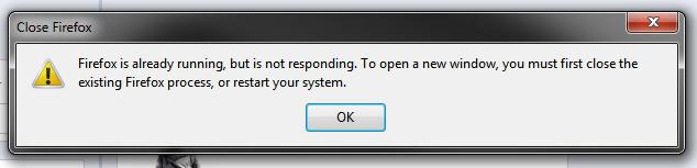 Firefox Is Already Running Error