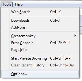 Firefox Tools Options