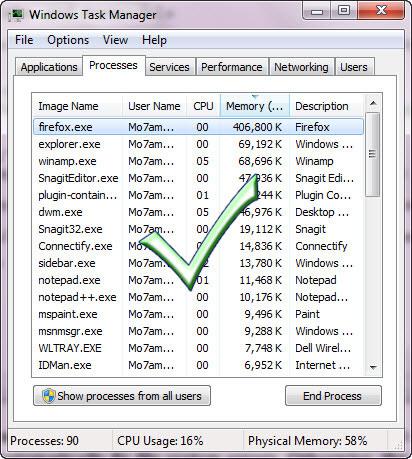 How Windows 7 Task Manager (Missing Tabs and Menu)