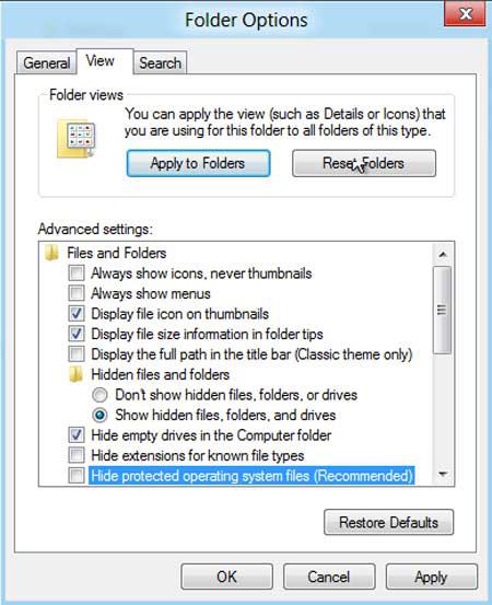 Folder options Bootini