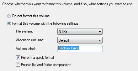 Format hard drive and volume label
