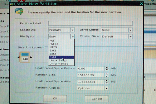 Formatting Partition As Ext4 Instead Of Ntfs