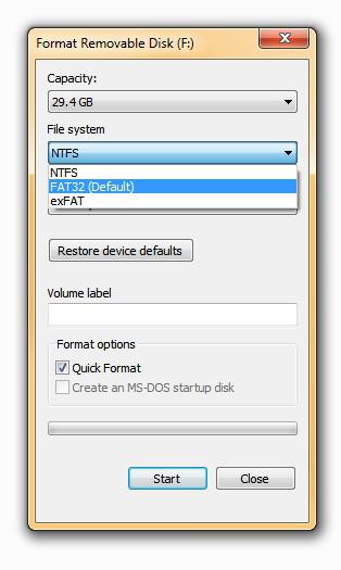 Formatting Usb Drive