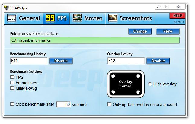 Fraps FPS overlay