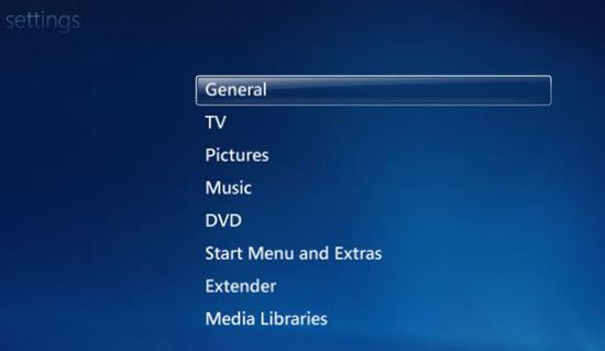 General Windows Media Center Settings